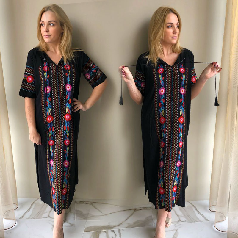 Plus Size Kaftan Tunic Beach Dress Swim Wear Bathing Suit Cover Up Women Summer Beachwear pareos Robe de plage sarongs