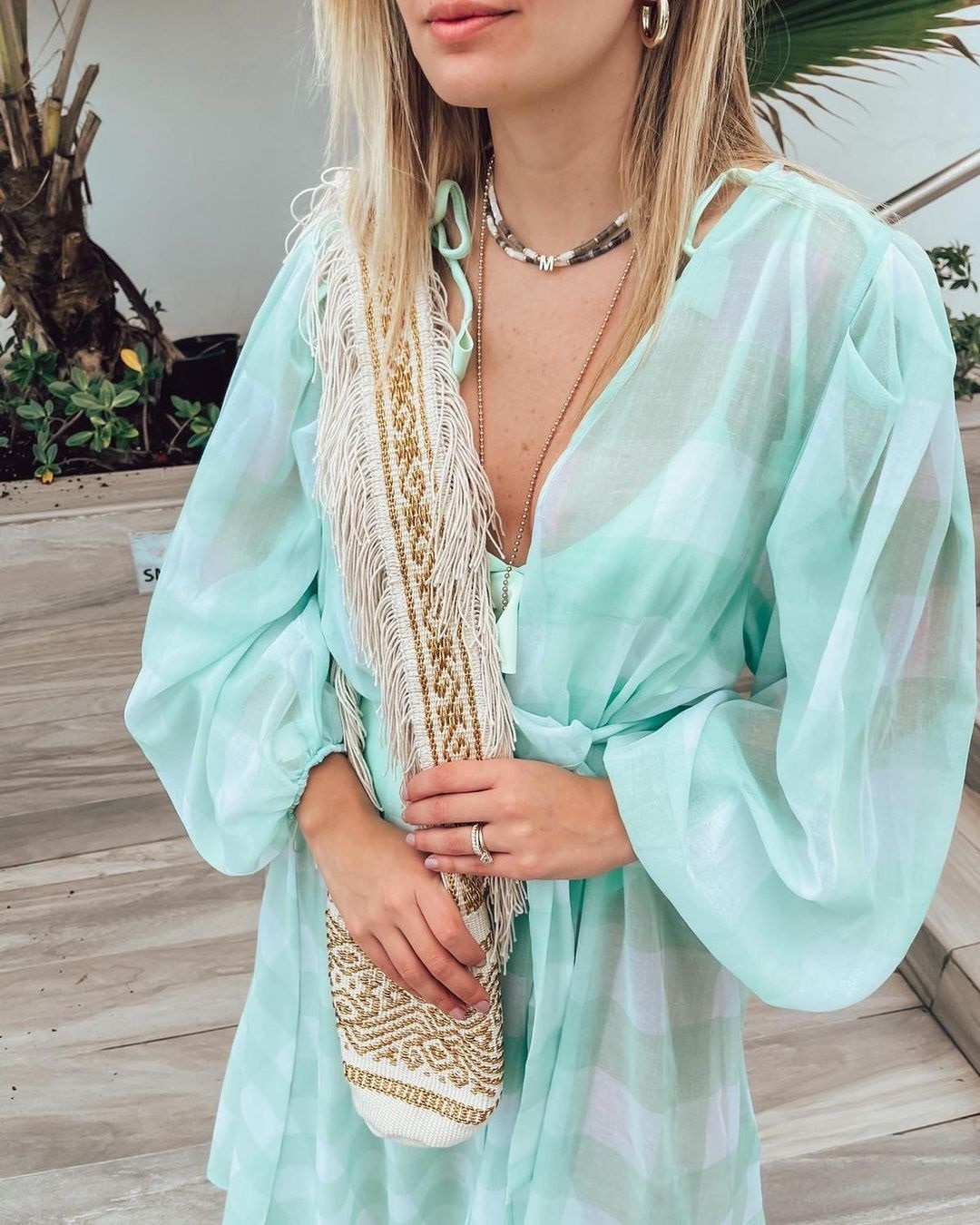 2021 Women Swimsuit Cover Up Sleeve Kaftan Beach Tunic Dress Robe De Plage Solid White Cotton Pareo  High Collar Beachwear