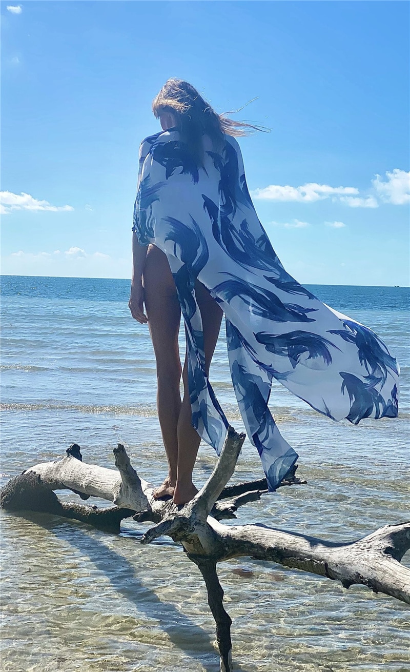 2021 Women Swimsuit Cover Up Sleeve Kaftan Beach Tunic Dress Robe De Plage Solid White Cotton Pareo  High Collar Beachwear