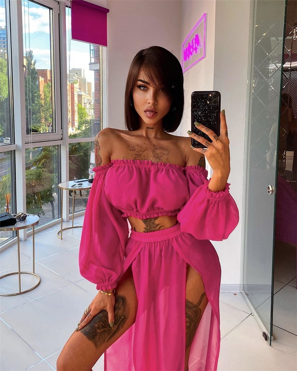 2021 Bikini Beach Cover Up Swimsuit Two Piece Dress Swimwear Women Summer Ladies Bathing Suit Solid Wear Tunic