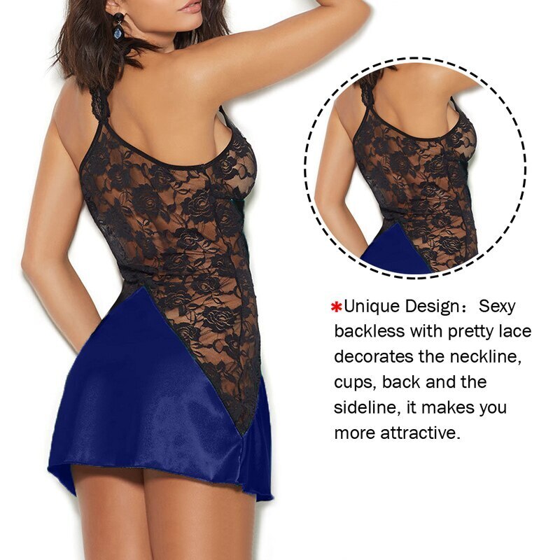 Mini Dress Underwear Porno Sexy Lingerie Women Silk Lace Up Erotic Babydoll Lace Robe Nightdress Sleepwear