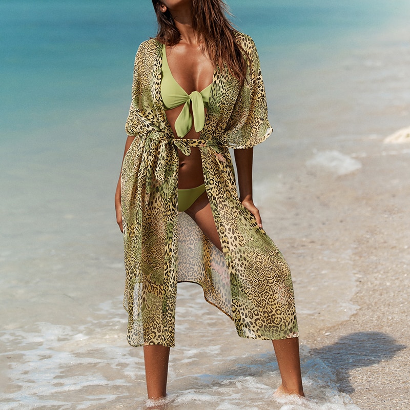 OMKAGI Cover Ups Beach Dress Bikini Solid Sexy Mech Bathing Suit Two Pieces Dress Robe Pareo Swimsuit Cover Ups Beach Tunic