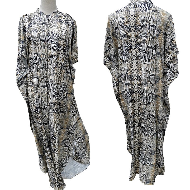 Cover-ups 2021 Kaftan Beach Print SnakeSkin Swimsuit cover up Kimono Plage Beach Robe Femme Long Dress Sarong Dress Beachwear