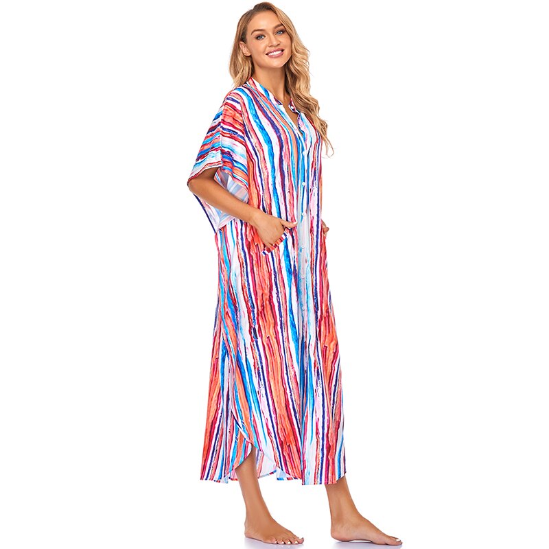 Cover-ups 2021 Kaftan Beach Print SnakeSkin Swimsuit cover up Kimono Plage Beach Robe Femme Long Dress Sarong Dress Beachwear