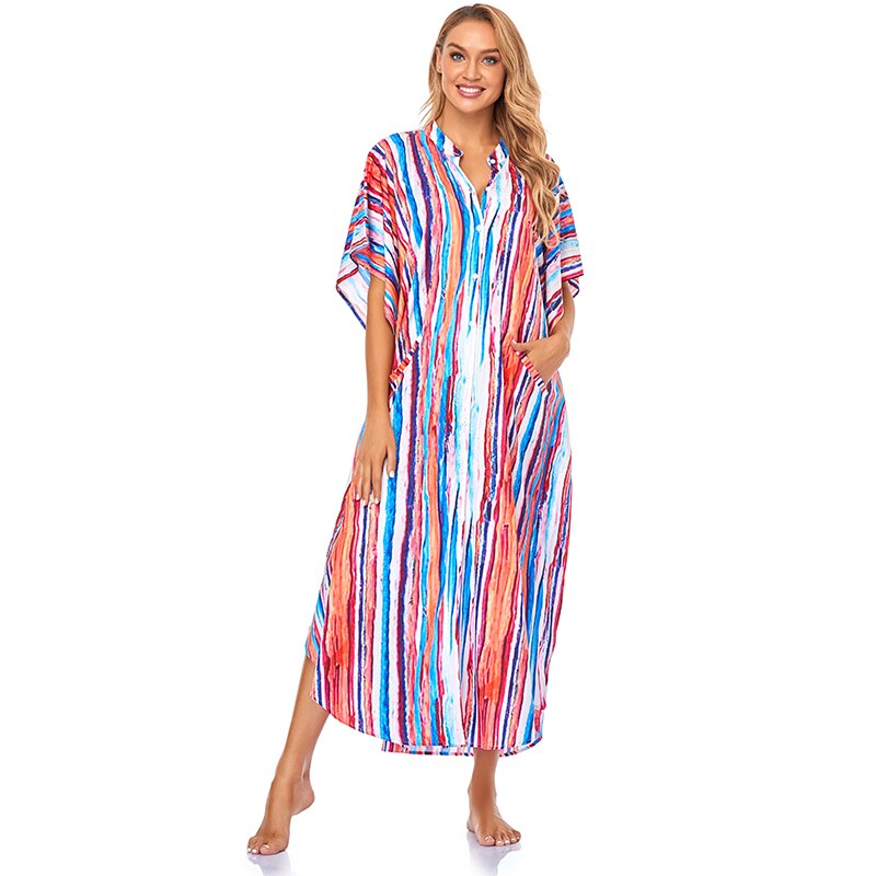 Cover-ups 2021 Kaftan Beach Print SnakeSkin Swimsuit cover up Kimono Plage Beach Robe Femme Long Dress Sarong Dress Beachwear