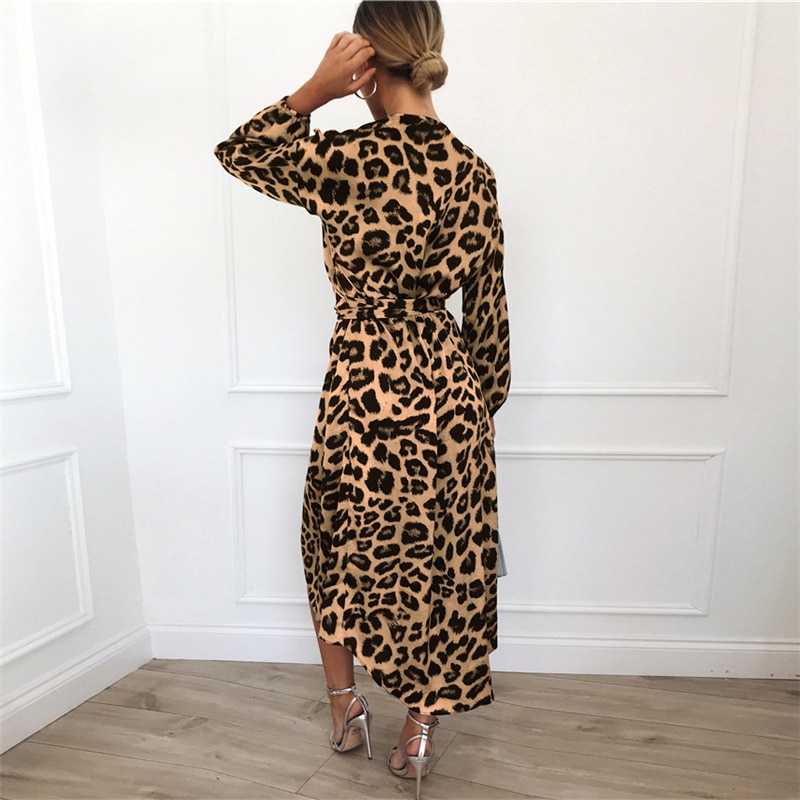 Women's Long Leopard Printed Dress