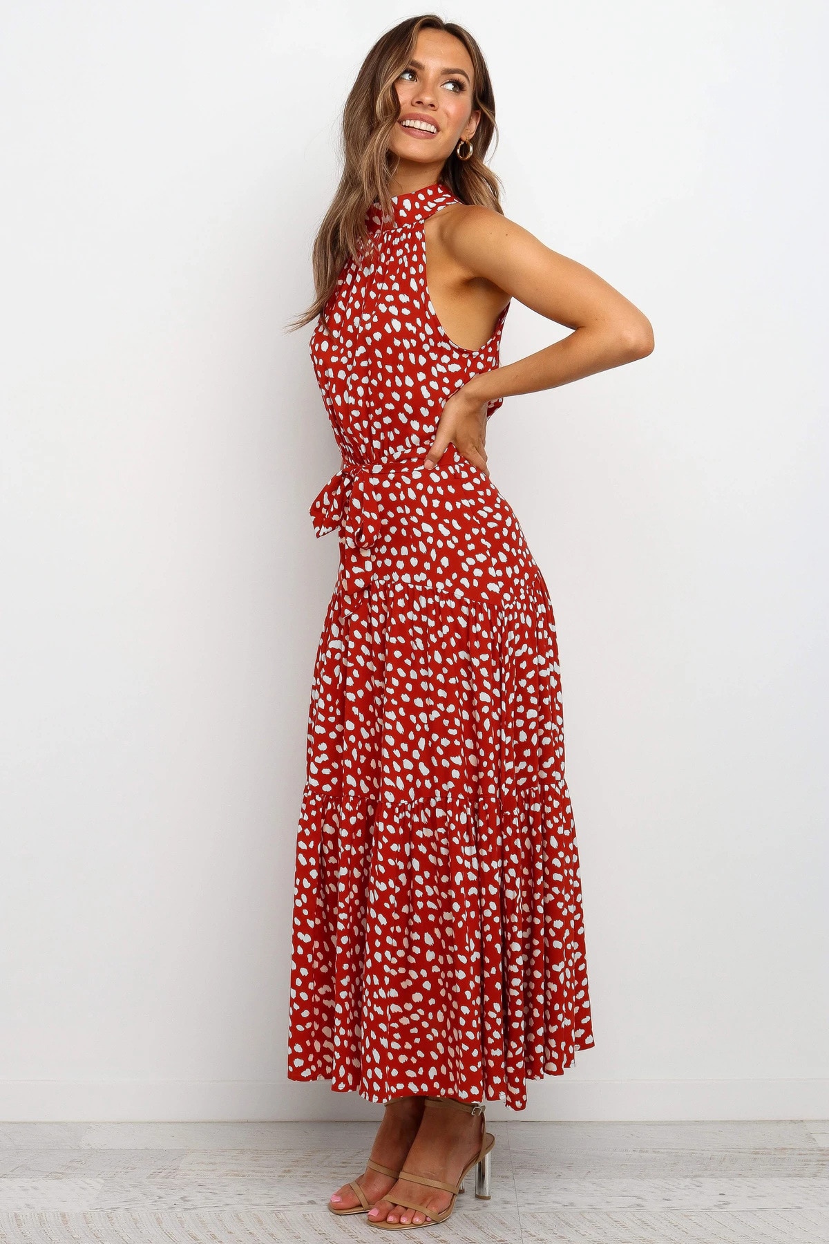 Women's Polka Dot Halter Dress