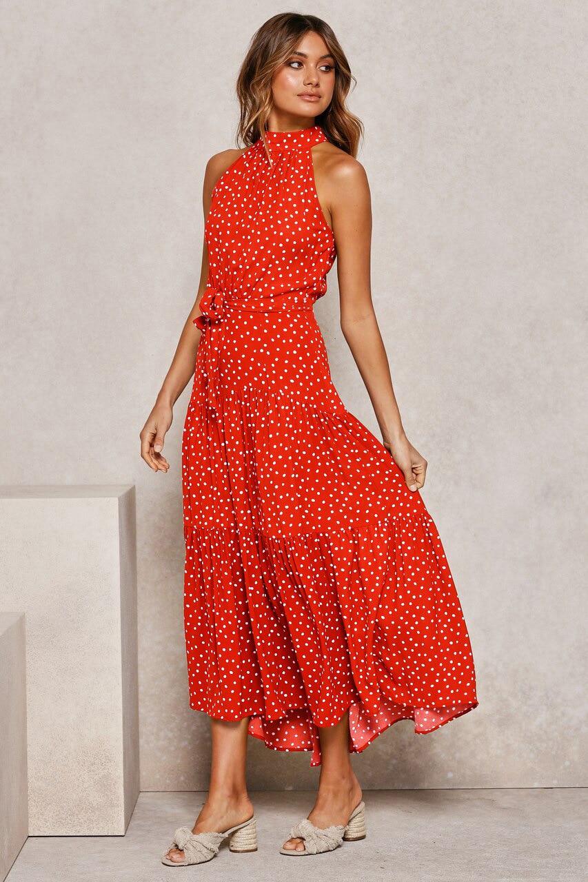 Women's Polka Dot Halter Dress