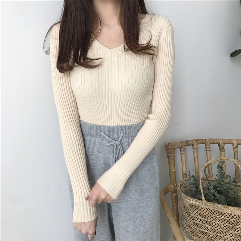 Women's V-Neck Basic Sweater